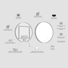 Bílé kulaté LED zrcadlo pr. 1000 mm se dvěma dotykovými senzory (ZPB 28004RVX-05)