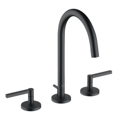 KLUDI NOVA FONTE Puristic umyvadlová tříotvorová baterie, s odtokovou soupravou, černá matná (201433915) (3)