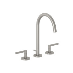 KLUDI NOVA FONTE Puristic umyvadlová tříotvorová baterie, s odtokovou soupravou, kartáčovaný nikl (20143N515)