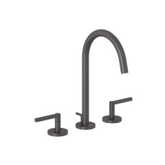 KLUDI NOVA FONTE Puristic umyvadlová tříotvorová baterie, s odtokovou soupravou, kartáčovaný gunmetal (20143N215)