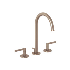 KLUDI NOVA FONTE Puristic umyvadlová tříotvorová baterie, s odtokovou soupravou, kartáčovaný bronz (20143N115)