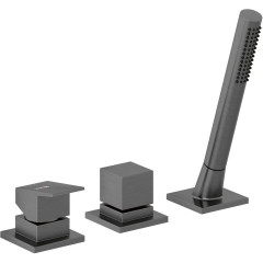 KLUDI DECUS vanová 3-otvorová baterie bez výtoku, na okraj vany, kartáčovaný gunmetal (54447N275)