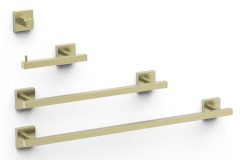 TRES Square SADA dopňků: 2x madlo na ručníky, 1x držák toal.papíru bez krytu, 1x háček, Golden Cava (09598101CA)