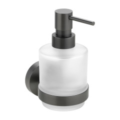 X-ROUND GUN METAL dávkovač mýdla 200ml, mléčné sklo, gun metal (XR103GM)