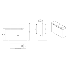 LATUS X umyvadlová skříňka 78,8x50x22cm, bílá (LT110-SET01) (2)