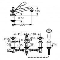 KLUDI ADLON vanová a sprchová baterie stojánková čtyřotvorová , chrom ( 515250520 ) (2)