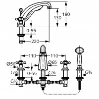 KLUDI ADLON vanová a sprchová baterie stojánková čtyřotvorová , chrom ( 515240520 ) (2)